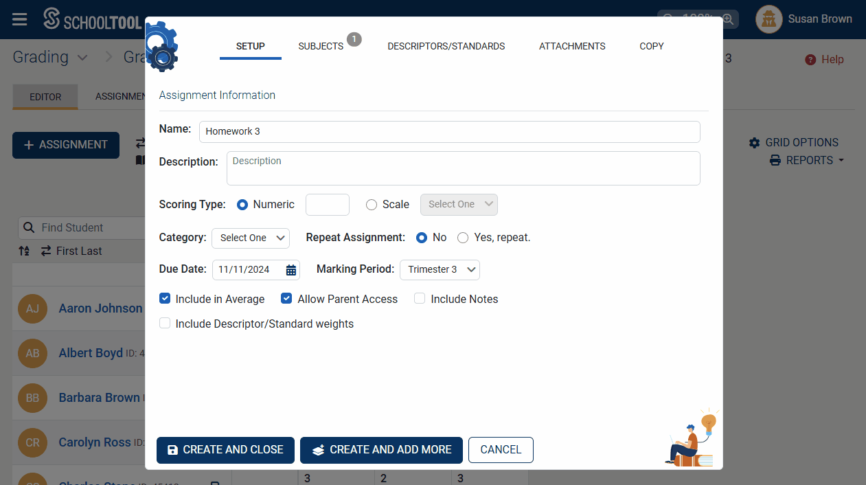 Add standards to assignment