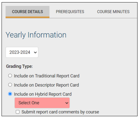 Screenshot of the gradebook showing teacher access to all gradebook screens for hybrid courses